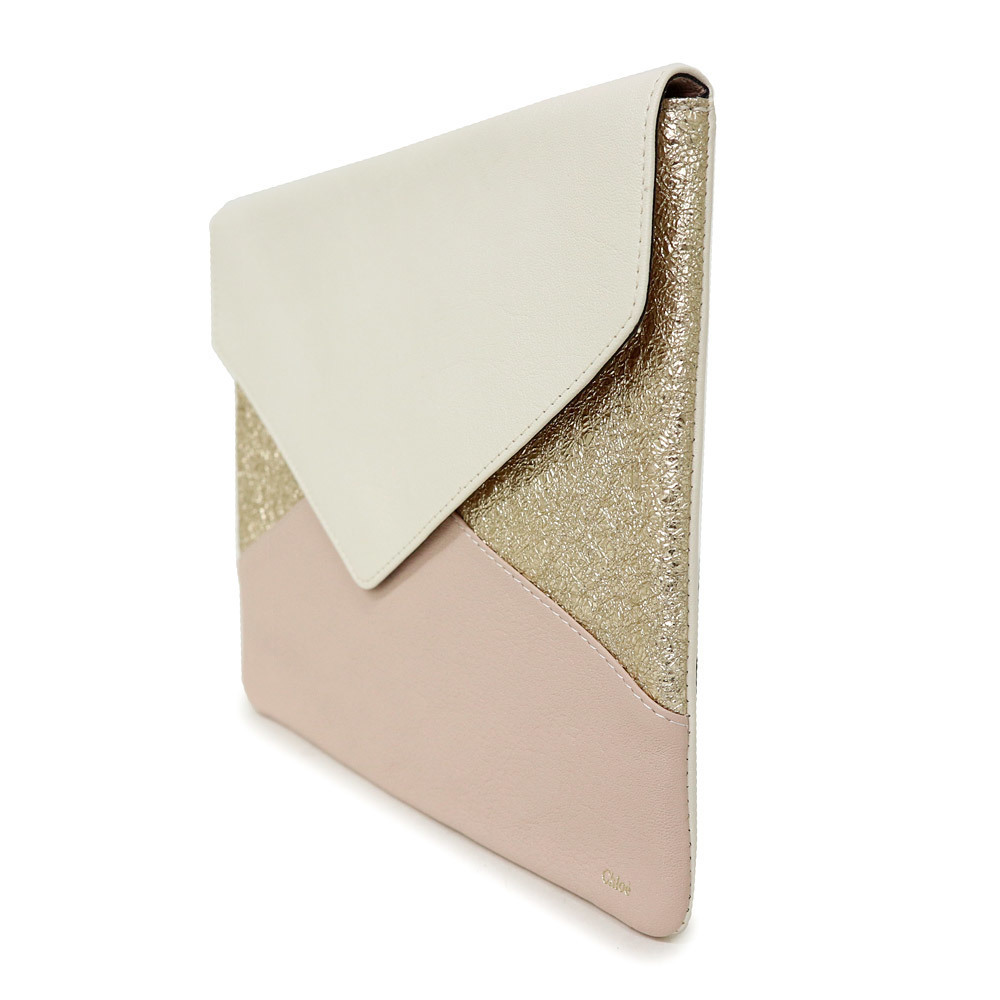 Chloe Patchwork Clutch Bag Flat Pouch Leather Mar… - image 4